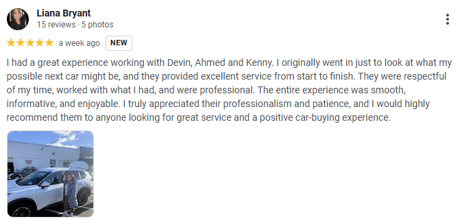 5-star Google review from a customer